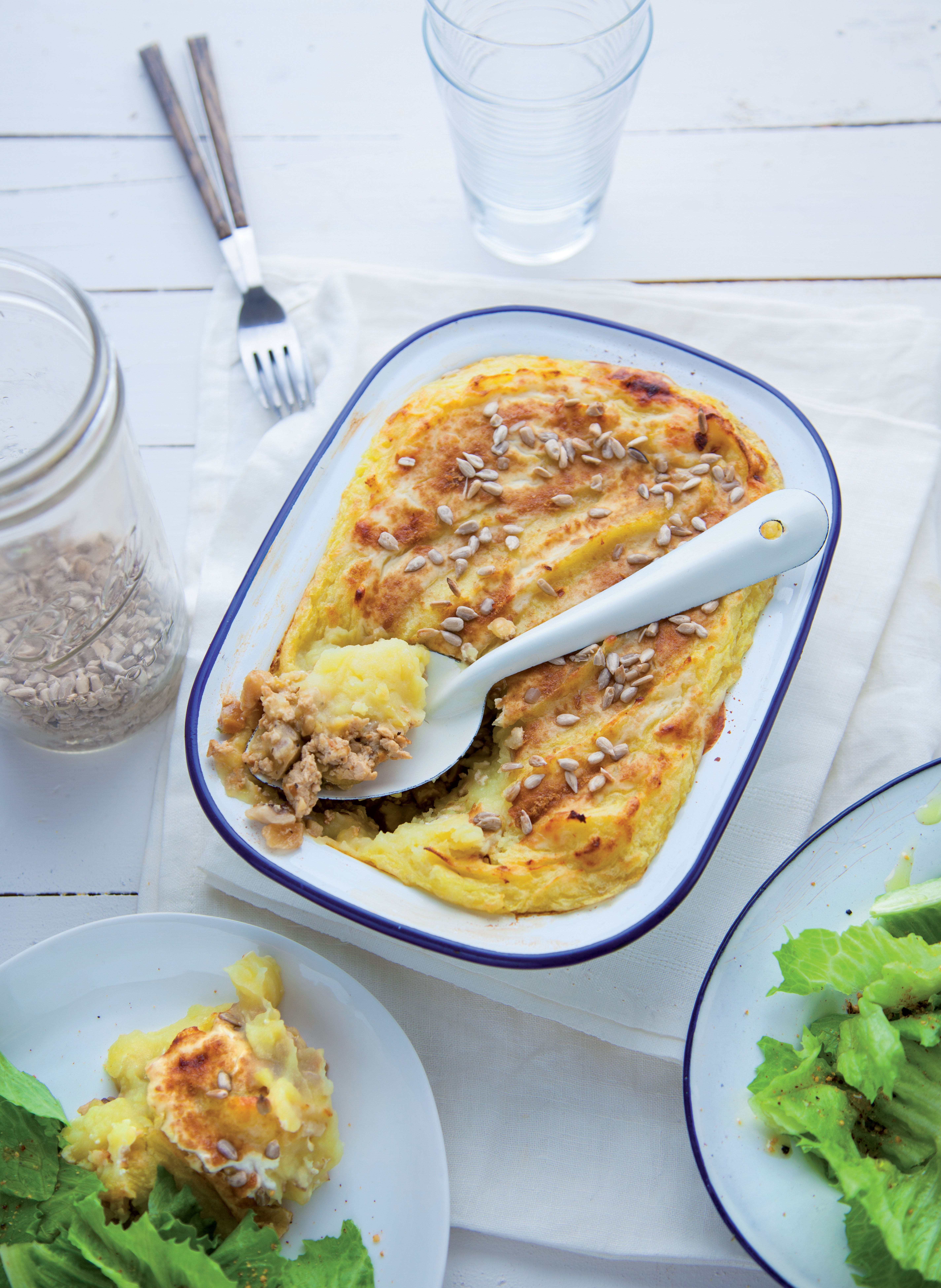 Parmentier au tofu fumé et shiitakés 